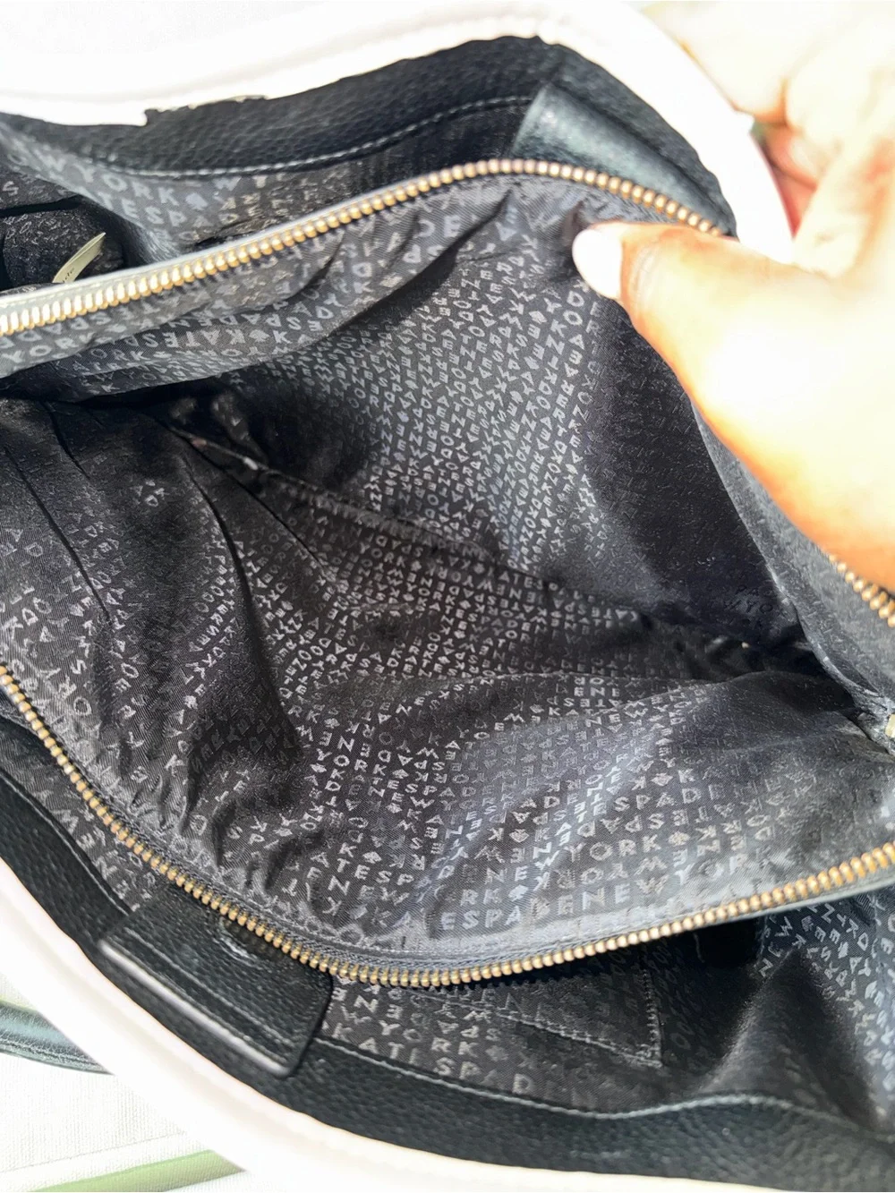 Large Kate Spade Ward Place Evangelie Satchel black/Cream  11.5